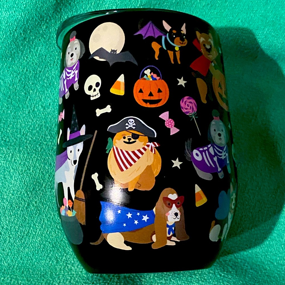 Halloween Wine Tumbler Stainless Steel Dog Costume Clementine Paper